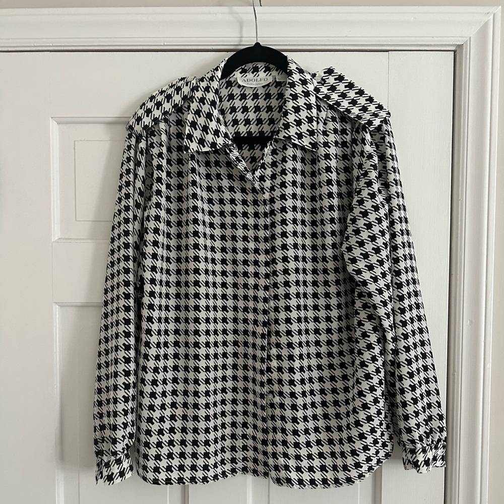 VINTAGE houndstooth silk blouse